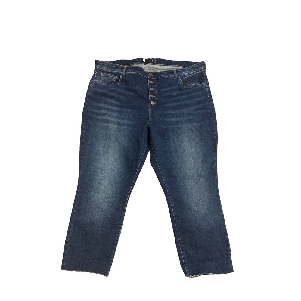 KUT From the Kloth Reese High Rise Button Fly FAB AB Ankle Straight Jeans 22W